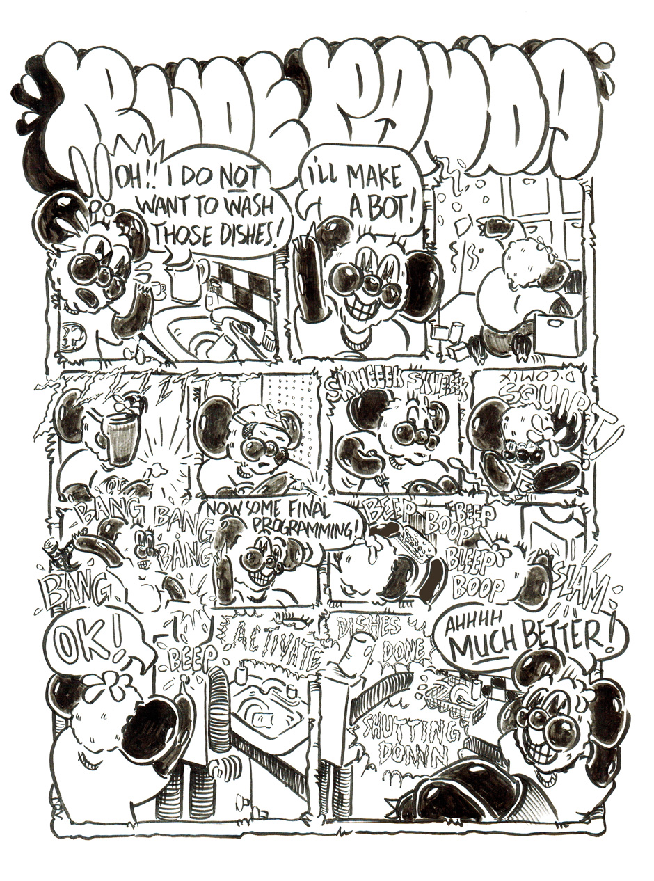 2 panel cartoon. 1st panel 